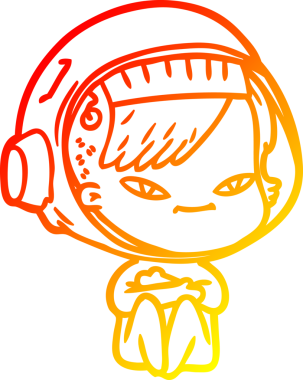 Bir insan tarafından çizilmiş bir astronot kadın çizgi çizimi.