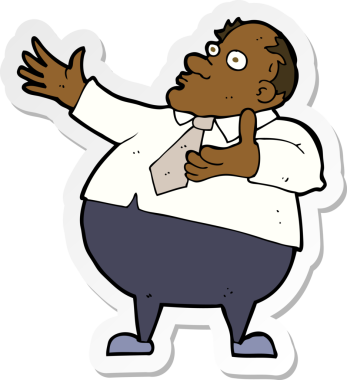 Bir insan tarafından çizilmiş, çileden çıkarılmış orta yaşlı bir adamın çıkartması.