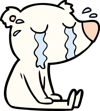 Bir insan tarafından çizilmiş ağlayan kutup ayısı çizgi filmi.