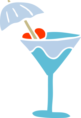 Bir insan tarafından çizilmiş martini içeceği.