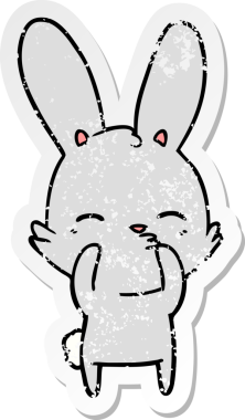 Bir insan tarafından çizilmiş garip bir tavşan çizgi filminin sıkıntılı çıkartması.