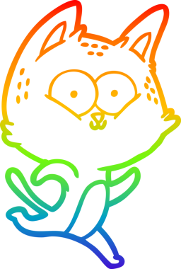 Gökkuşağı gradyan çizgi çizimi Bir insan tarafından çizilen çizgi film kedisi