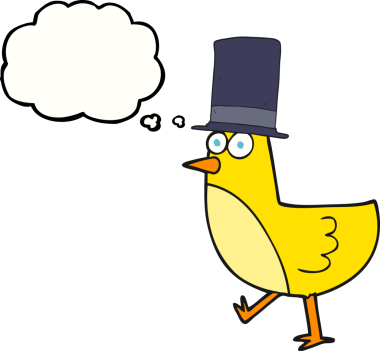 Bir insan tarafından çizilmiş serbest çizim balon karikatür kuşu şapkası.