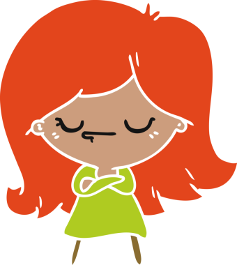 Bir insan tarafından çizilmiş tatlı bir kawai kızının serbest çizimi.