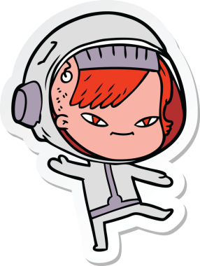 Bir insan tarafından çizilmiş astronot bir kadının çıkartması.