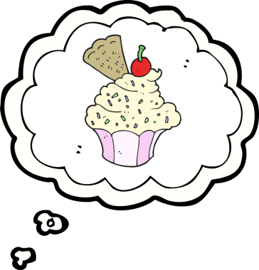 Bir insan tarafından çizilmiş serbest çizim baloncuklu kek.