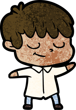 Bir insan tarafından çizilmiş mutlu çocuk çizgi filmi.