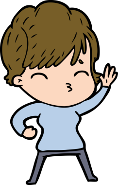 Bir insan tarafından çizilmiş bir çizgi film kadını.