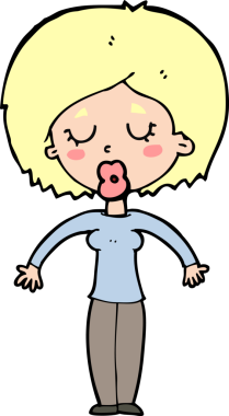 Bir insan tarafından çizilmiş gözleri kapalı çizgi film kadını.