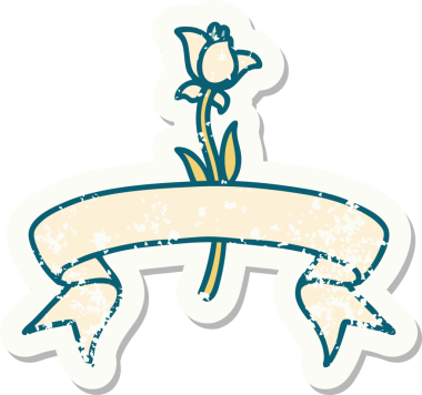 Bir insan tarafından çizilmiş nilüfer çiçeğinin bayrağı olan eski bir etiket.