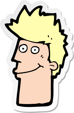 Bir insan tarafından çizilmiş mutlu bir adamın çıkartması.