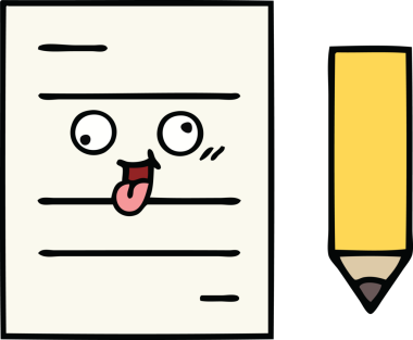 Bir insan tarafından çizilmiş bir test kağıdının sevimli karikatürü.