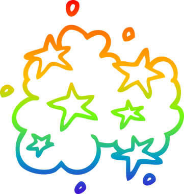 Gökkuşağı gradyan çizgi çizimi Bir insan tarafından çizilmiş sihirli bulut