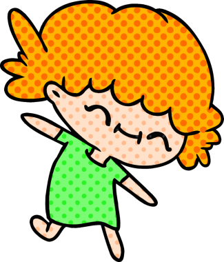 Bir insan tarafından çizilmiş tatlı bir kawai kızının serbest çizimi.