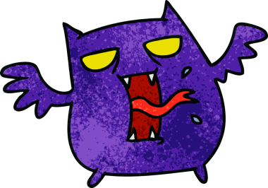 Bir insan tarafından çizilmiş, el yazısıyla çizilmiş sevimli, korkunç kawaii yarasası çizimi.