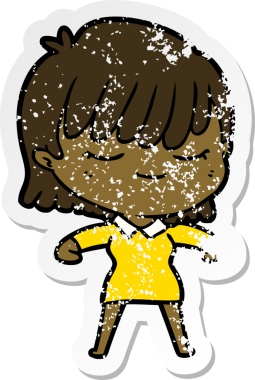 Bir insan tarafından çizilmiş karikatür bir kadının sıkıntılı çıkartması.