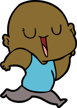 Bir insan tarafından çizilmiş mutlu, kel adam.