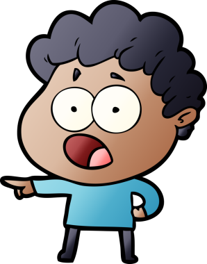 Bir insan tarafından çizilmiş bir karikatür adamı şaşkınlıkla nefes nefese kaldı.