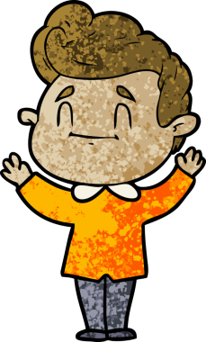 Bir insan tarafından çizilmiş mutlu çizgi film adamı.