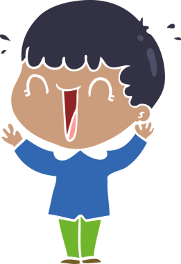 Bir insan tarafından çizilmiş düz renkli karikatür adam.