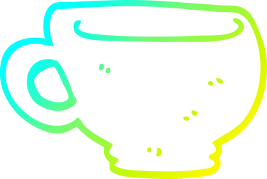 Bir insan tarafından çizilmiş bir karikatür bardağının soğuk gradyan çizgisi.