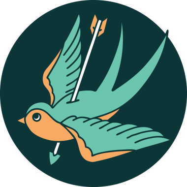 Bir insanın çizdiği bir kırlangıcın ikonik dövme şekli