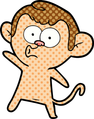 Bir insan tarafından çizilmiş, şaşırmış maymun çizgi filmi.