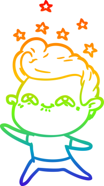 Gökkuşağı gradyanı çizimi bir insan tarafından çizilmiş heyecanlı bir çizgi film