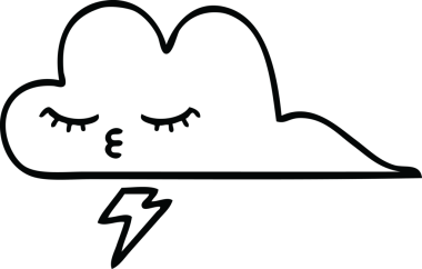 Bir insan tarafından çizilmiş bir gök gürültüsü bulutunun çizgi çizimi