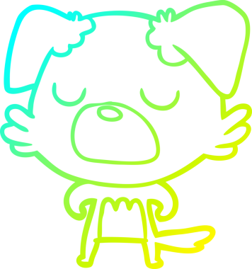 Bir insan tarafından çizilen çizgi film köpeğinin soğuk gradyan çizgisi.