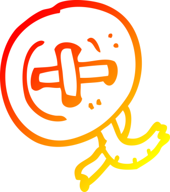 Bir insan tarafından çizilen çizgi film düğmesinin sıcak gradyan çizimi