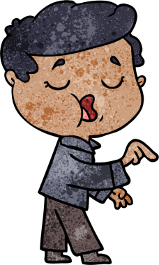 Bir insan tarafından çizilmiş karikatür adam konuşuyor.