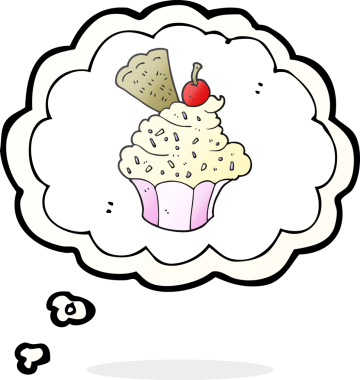 Bir insan tarafından çizilmiş serbest çizim baloncuklu kek.