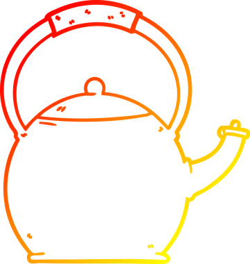 Bir insan tarafından çizilen karikatür çaydanlığının sıcak gradyan çizimi