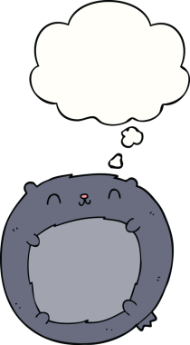 Bir insan tarafından çizilmiş düşünce baloncuklu çizgi film ayısı.