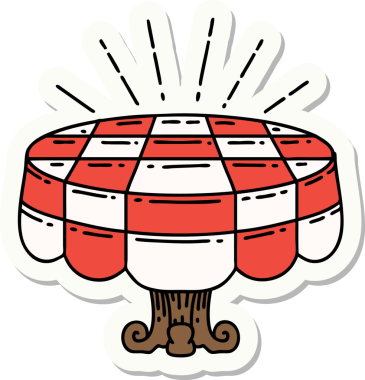 Bir insan tarafından çizilmiş dövme stili kafe masasının çıkartması.