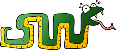 Bir insan tarafından çizilmiş, şaşırmış bir yılan.