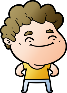 Bir insan tarafından çizilmiş çizgi film dostu bir adam.