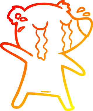 Bir insan tarafından çizilmiş ağlayan bir ayının sıcak çizgi çizimi