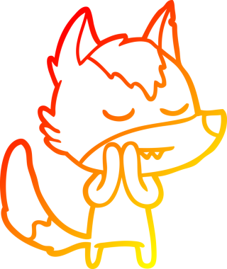 Bir insan tarafından çizilmiş dost canlısı bir kurt çizgi çizimi.