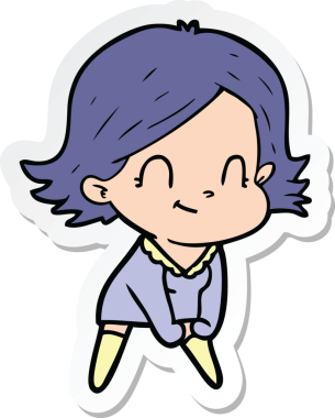 Bir insan tarafından çizilmiş, karikatür dostu bir kızın çıkartması.