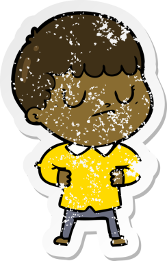 Bir insan tarafından çizilmiş huysuz bir çocuğun sıkıntılı çıkartması.