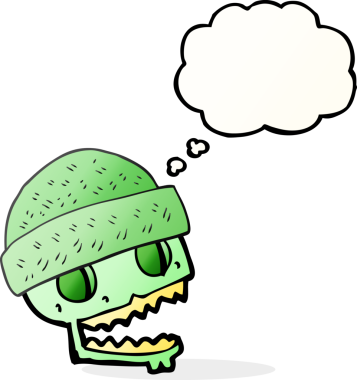 Bir insan tarafından çizilmiş serbest çizim balon kafatası şapkası.