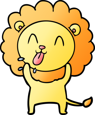 Bir insan tarafından çizilmiş mutlu çizgi film aslanı.