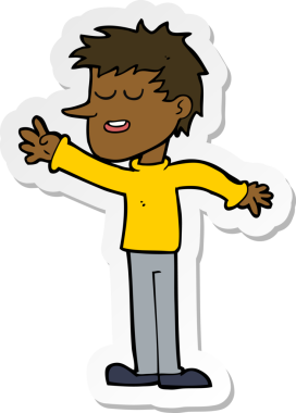 Bir insan tarafından çizilmiş mutlu bir adamın çıkartması.