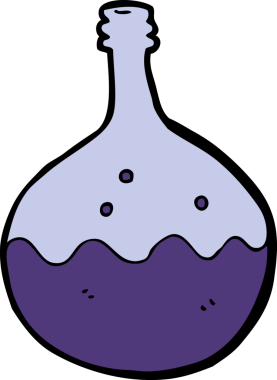 Bir insan tarafından çizilmiş köpüren kimyasallar.