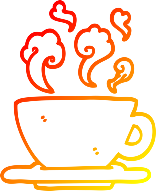 Bir insan tarafından çizilen sıcak kahve çizgi filminin çizimi.