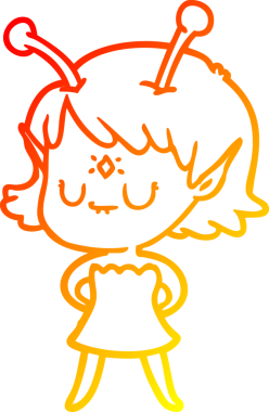 Bir insan tarafından çizilmiş bir uzaylı kız çizgi çizimi.