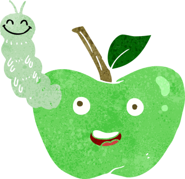 bir insan tarafından çizilmiş böcekli çizgi film elması