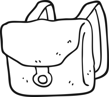 Bir insan tarafından çizilmiş siyah beyaz bir sırt çantası.